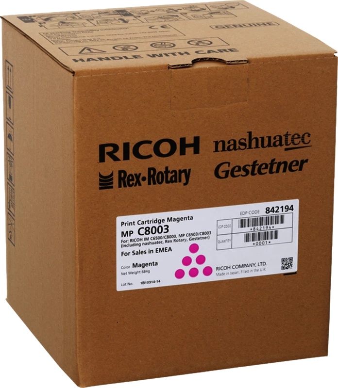 Original Ricoh C8003M / 842194 Toner Magenta bis zu 27000 Seiten