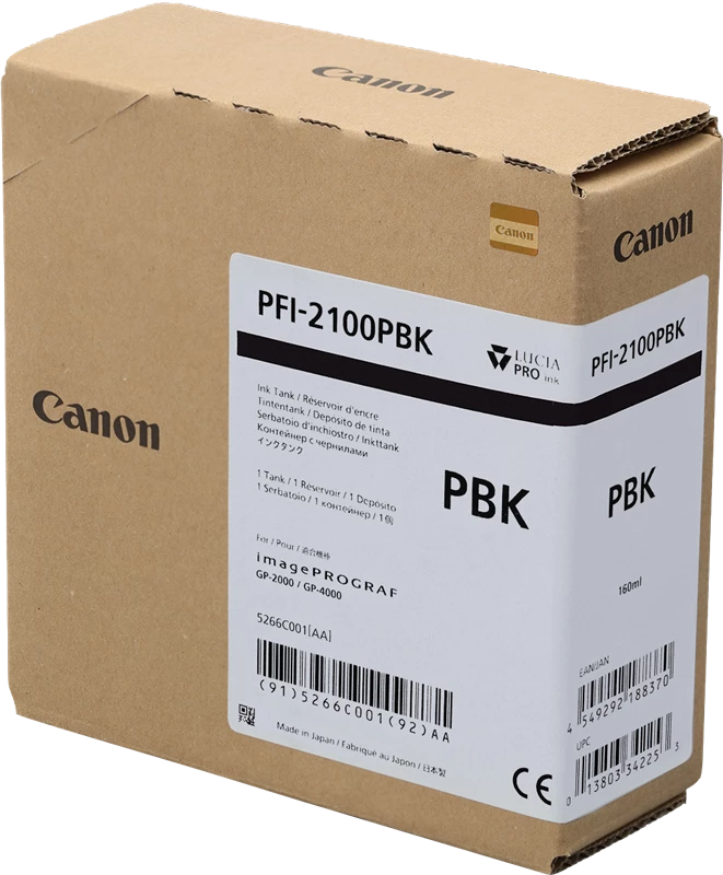 Original Canon PFI-2100pbk / 5266C001 Tinte Schwarz 160ml