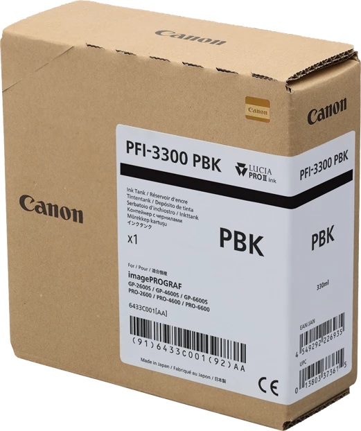 Original Canon PFI-3300pbk / 6433C001 Tinte Schwarz 330ml