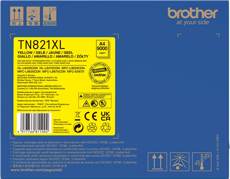 Original Brother TN-821XLY Toner Gelb bis zu 9000 Seiten