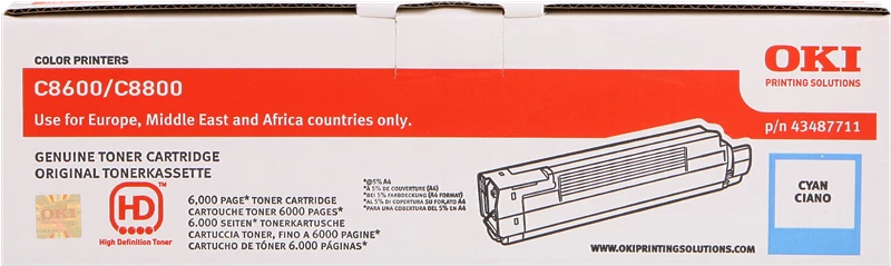 Original OKI 43487711 Toner Cyan bis zu 6000 Seiten