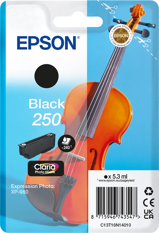 Original Epson 250 / C13T16N14010 Tinte Schwarz bis zu 240 Seiten