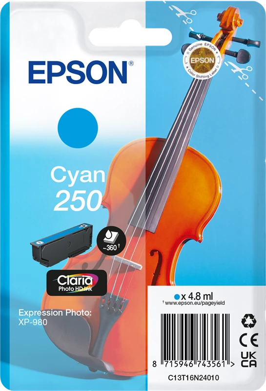 Original Epson 250 / C13T16N24010 Tinte Cyan bis zu 360 Seiten