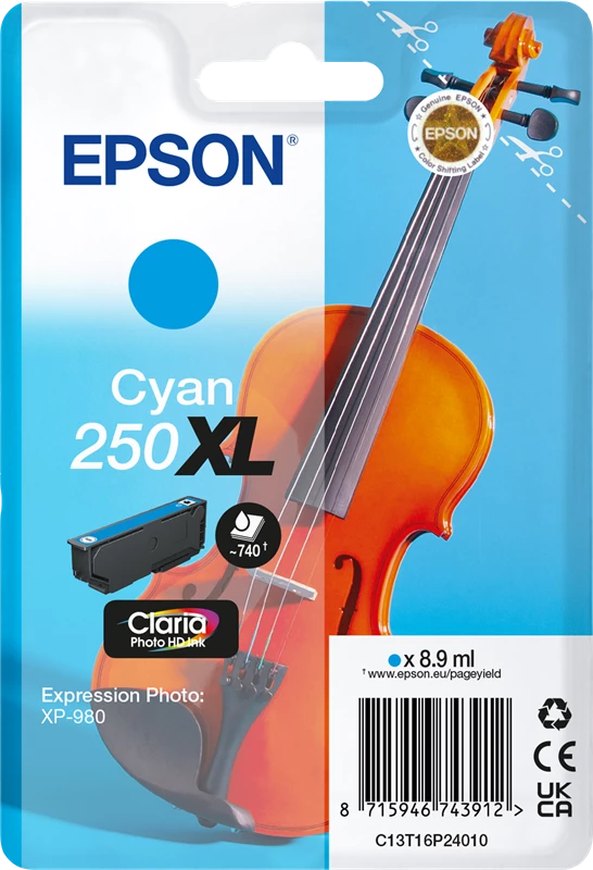 Original Epson 250 XL / C13T16P24010 Tinte Cyan bis zu 740 Seiten