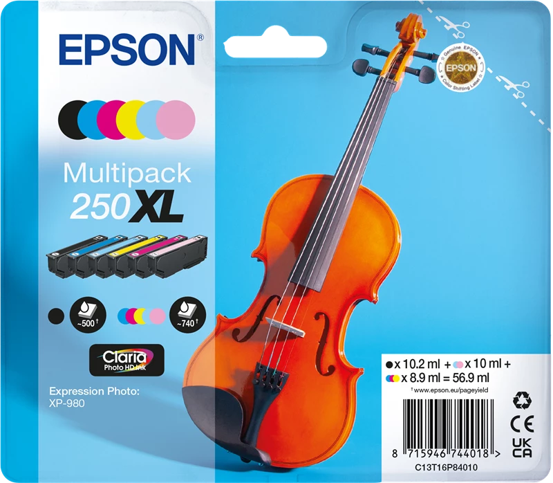 Original Epson 250 XL / C13T16P84010 Tinte Schwarz Cyan Magenta Gelb bis zu 4200 Seiten
