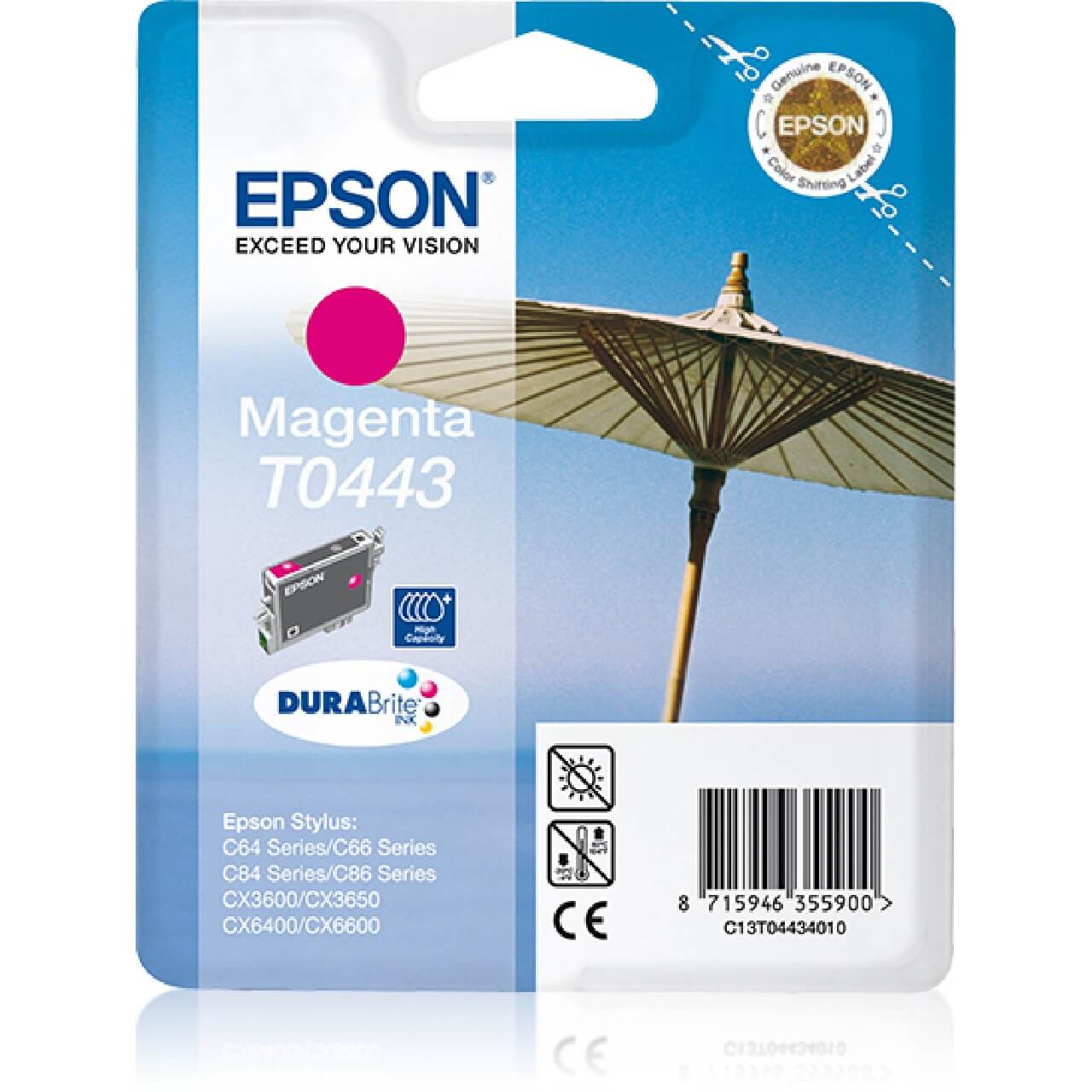 Epson Original T0443 / C13T04434010 Tintenpatrone Magenta bis zu 420 Seiten