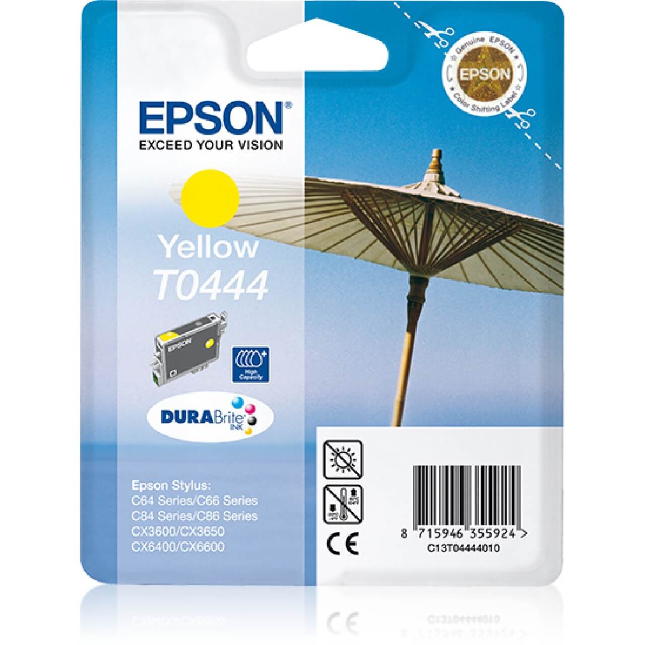 Epson Original T0444 / C13T04444010 Tintenpatrone Gelb bis zu 420 Seiten
