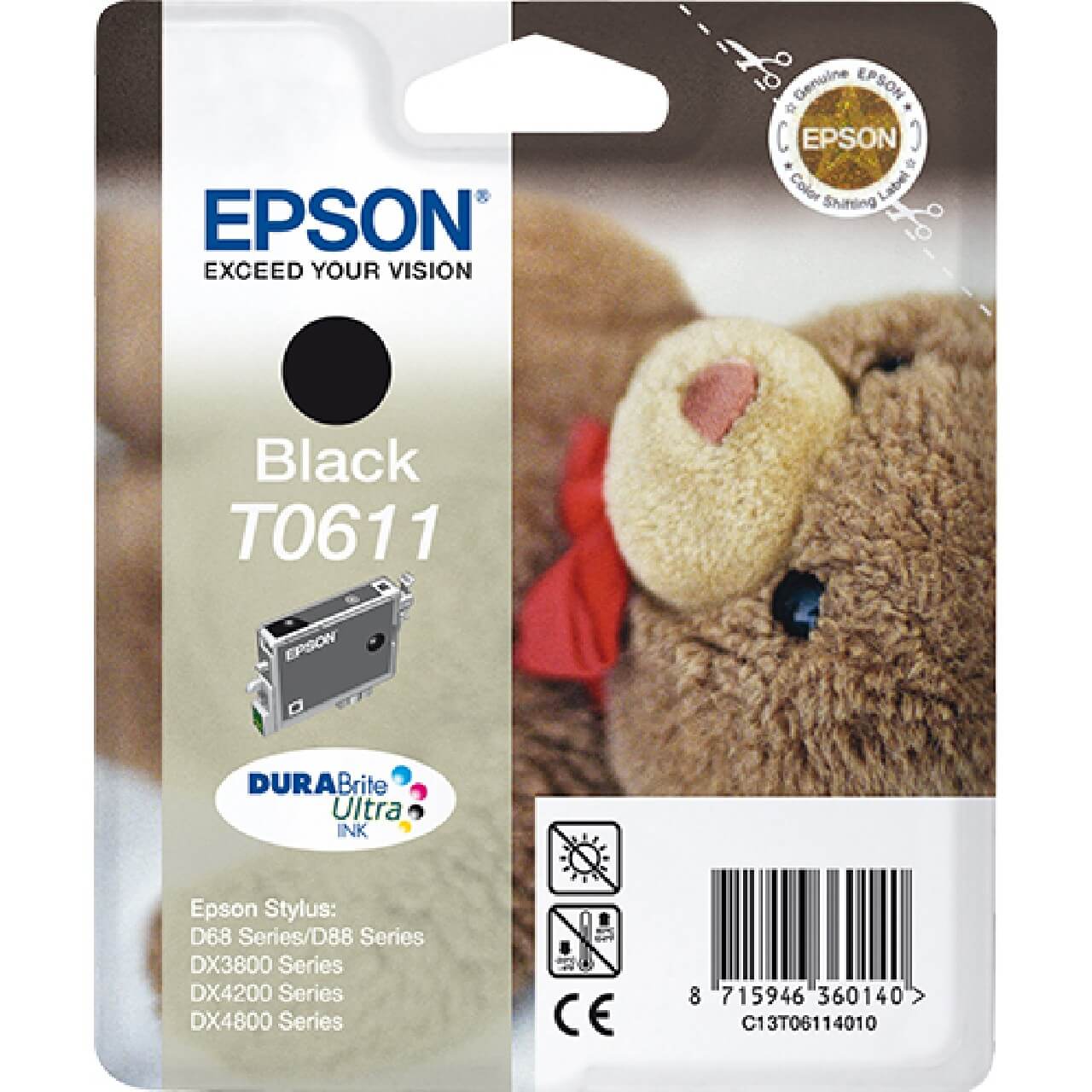 Epson Original T0611 / C13T06114010 Tintenpatrone Schwarz bis zu 250 Seiten