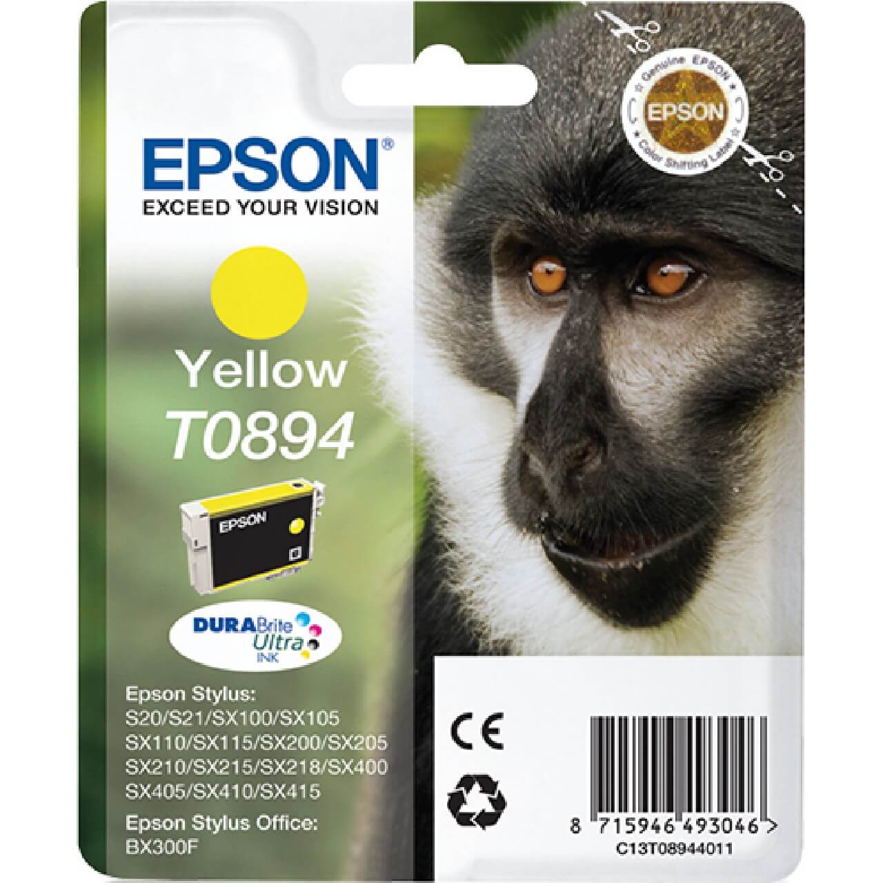 Epson Original T0894 / C13T08944011 Tintenpatrone Gelb bis zu 225 Seiten