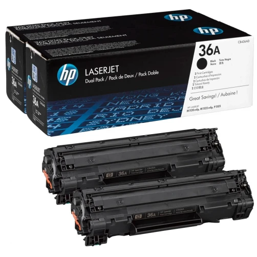 HP Original 36A / CB436AD Tonerkartusche Schwarz 2er-Pack