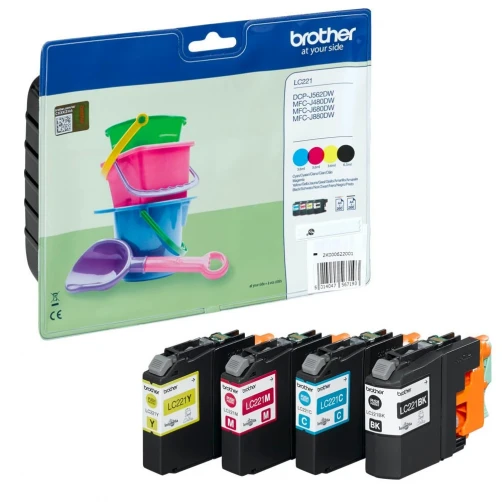 Original Brother LC-221 Tinte Schwarz bis zu 260 Seiten 4er-Pack