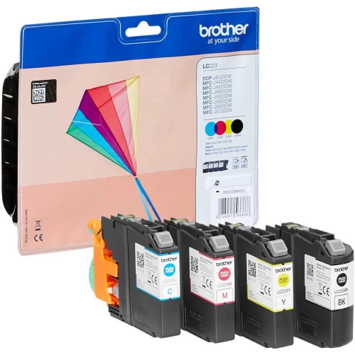 Brother Original LC-223VALBPDR Tintenpatrone Schwarz Cyan Magenta Gelb bis zu 550 Seiten 4er-Pack