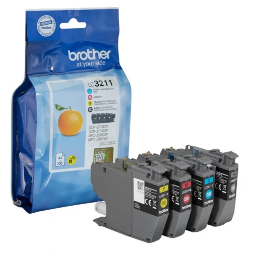 Original Brother LC-3211VAL Tinte Schwarz bis zu 200 Seiten 4er-Pack