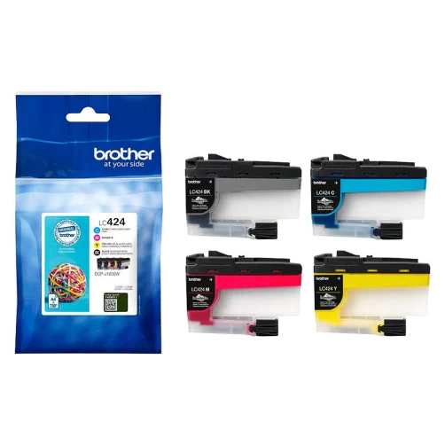 Brother Original LC-424 Tintenpatrone Schwarz Cyan Magenta Gelb Multicolor bis zu 750 Seiten 4er-Pack