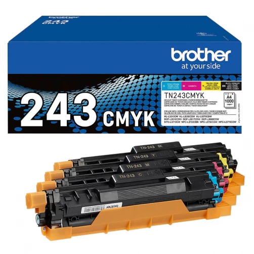 Original Brother TN-243CMYK Toner Schwarz Cyan Magenta Gelb Multicolor bis zu 4000 Seiten 4er-Pack