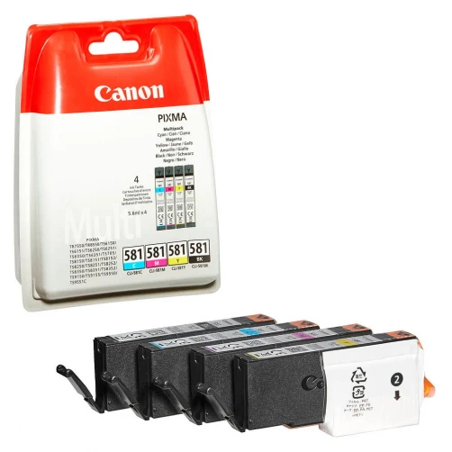 Canon Original CLI-581 / 2103C004 Tintenpatrone Schwarz Cyan Magenta Gelb 4er-Pack
