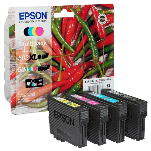 Epson Original 503XL / C13T09R64010 Tintenpatrone Schwarz Cyan Magenta Gelb 4er-Pack