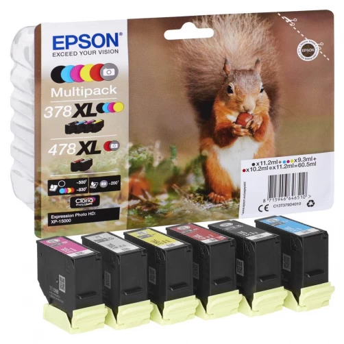 Epson Original 378XL-478XL / C13T379D4010 Tintenpatrone Schwarz Cyan Magenta Gelb Grau Rot 60ml 6er-Pack