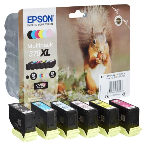 Epson Original 378XL / C13T37984010 Tintenpatrone Schwarz Cyan Magenta Gelb Cyan (Hell) Magenta (Hell) 60ml 6er-Pack