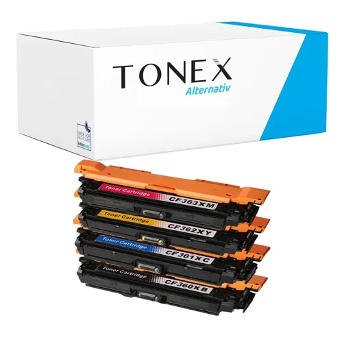 TONEX alternativ für HP 508X / CF360X Toner Schwarz Cyan Magenta Gelb bis zu 9500 Seiten Spar-Set