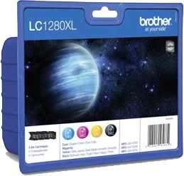 Brother Original LC-1280XL Tintenpatrone Schwarz Cyan Magenta Gelb Multipack