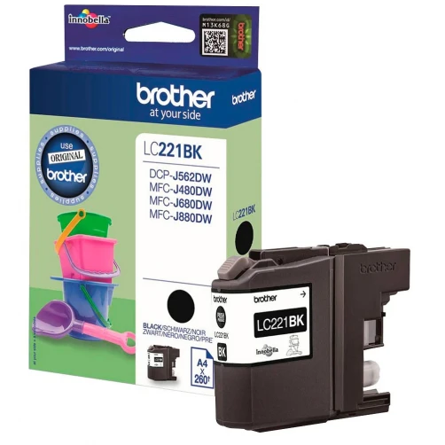 Original Brother LC-221BK Tinte Schwarz bis zu 260 Seiten 7ml