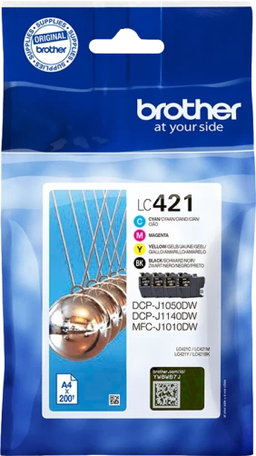 Original Brother LC421VAL / LC-421 Tinte Schwarz Cyan Magenta Gelb bis zu 800 Seiten