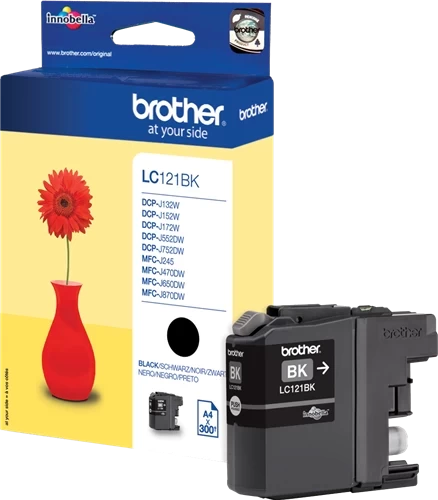 Brother Original LC-121BK Tintenpatrone Schwarz bis zu 300 Seiten 7ml