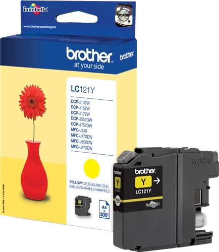 Brother Original LC-121Y Tintenpatrone Gelb bis zu 300 Seiten 4ml