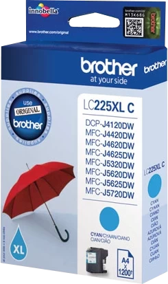 Brother Original LC-225XLC Tintenpatrone Cyan bis zu 1200 Seiten