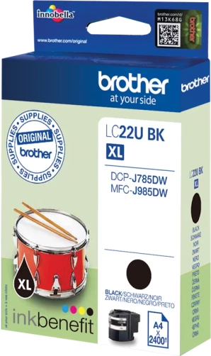 Original Brother LC22UBK Tinte Schwarz bis zu 2400 Seiten