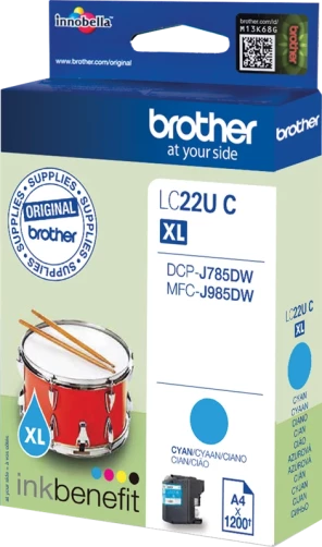 Original Brother LC22UC Tinte Cyan bis zu 1200 Seiten