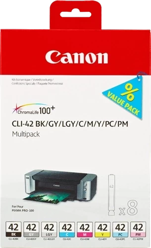 Canon Original CLI-42 Tintenpatrone Schwarz Cyan Magenta Gelb Grau Cyan (Hell) Magenta (Hell) Grau (Hell) 104ml Multipack