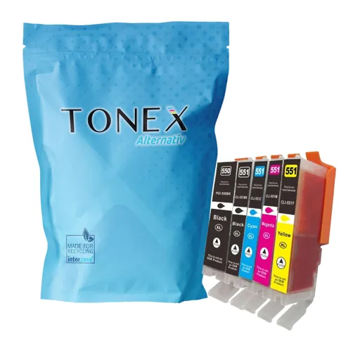 TONEREXPERT Premium Kompatibel für Canon PGI-550 + CLI-551 Tintenpatrone Multicolor 5er-Pack