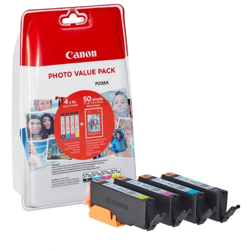 Original Canon CLI-571 / 0386C005 Tinte Schwarz Cyan Magenta Gelb 26ml Multipack