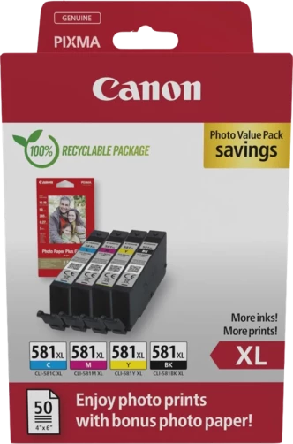 Original Canon CLI-581 XL Tinte Schwarz Cyan Magenta Gelb bis zu 4623 Seiten
