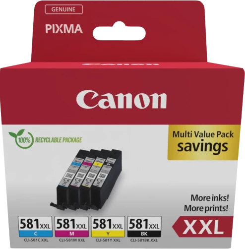 Original Canon 1998C007 / CLI-581 XXL Tinte Schwarz Cyan Magenta Gelb bis zu 8764 Seiten