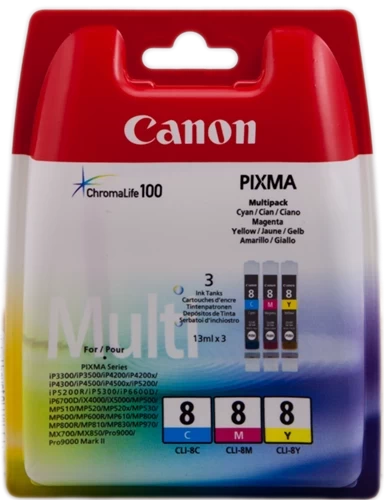 Original Canon CLI-8 / 0621B029 Tinte Cyan Magenta Gelb bis zu 400 Seiten 39ml Multipack