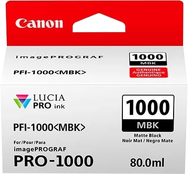 Canon Original PFI-1000MBK / 0545C001 Tintenpatrone Matt Schwarz bis zu 5490 Seiten 80ml