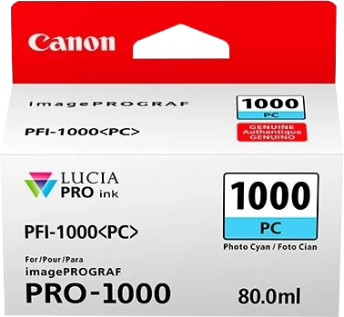 Original Canon PFI-1000PC / 0550C001 Tinte Photo Cyan bis zu 5140 Seiten 80ml