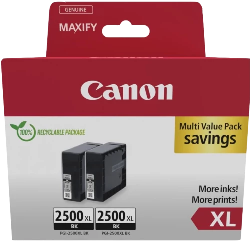 Original Canon PGI-2500BK XL / 9254B011 Tinte Schwarz bis zu 2500 Seiten Multipack