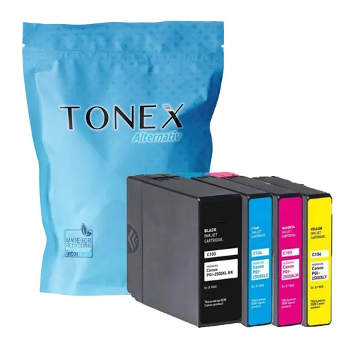 TONEX alternativ für Canon PGI-2500-XL / 9254B004 Tinte Schwarz Cyan Magenta Gelb 130ml 4er-Pack