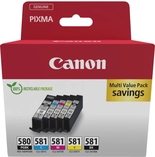 Canon Original PGI-580+CLI-581 / 2078C007 Tintenpatrone Schwarz Cyan Magenta Gelb Multipack