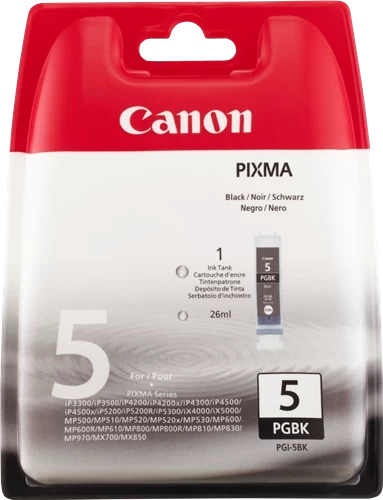 Canon Original PGI-5BK / 0628B001 Tintenpatrone Schwarz bis zu 505 Seiten 26ml