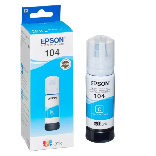 Epson Original 104 / C13T00P240 Tintenpatrone Tintenflasche Cyan bis zu 3000 Seiten 65ml