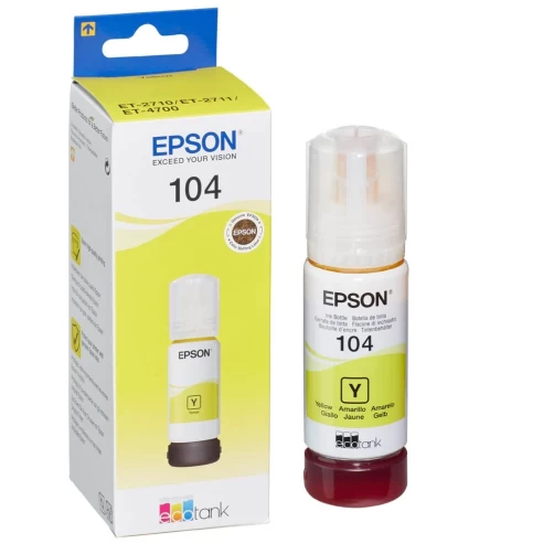 Original Epson 104 / C13T00P440 Tinte Tintenflasche Gelb bis zu 3000 Seiten 65ml