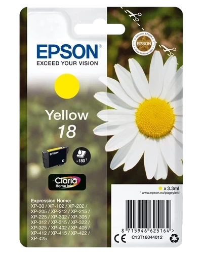 Epson Original 18 / C13T18044012 Tintenpatrone Gelb bis zu 180 Seiten