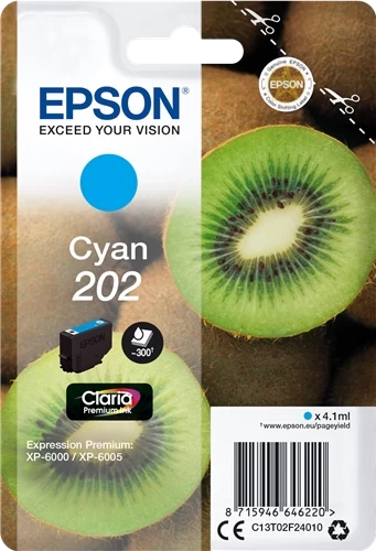Epson Original 202 / C13T02F24010 Tintenpatrone Cyan bis zu 300 Seiten