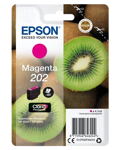 Epson Original 202 / C13T02F34010 Tintenpatrone Magenta bis zu 300 Seiten 4ml