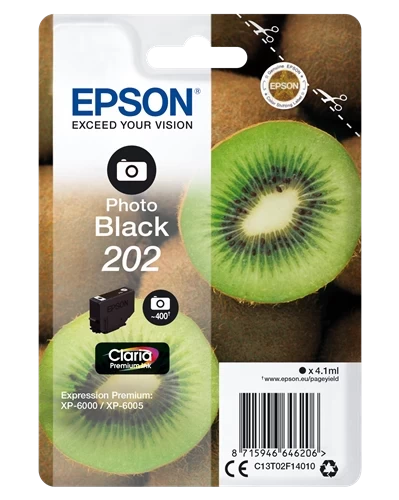 Epson Original 202 / C13T02F14010 Tintenpatrone Foto Schwarz bis zu 400 Seiten